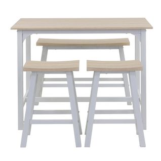 Table de bar avec banc + 2 tabourets CLAIRE imitation chêne/ blanc