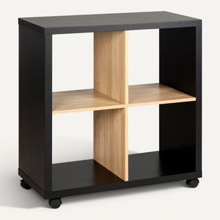Bibliothèque Étagère Carla 3 Niveaux + 3 Tiroirs – Blanc & Effet Bois (60x30x190cm)