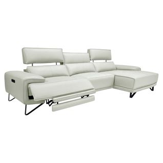 Canapé d'angle meridienne MAXIME droit cuir et croûte beige