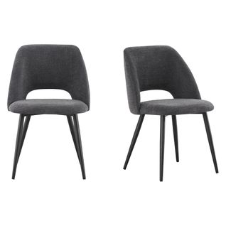Lot de 2 chaises GABRIELE en tissu gris anthracite