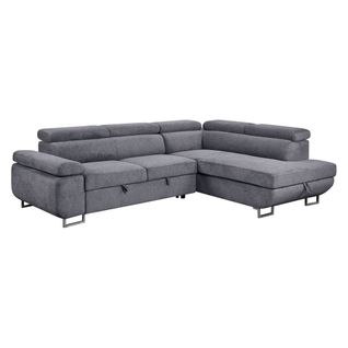 Canapé d'angle droit convertible SALVADOR tissu gris anthracite