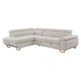 Canapé d'angle gauche convertible SALVADOR tissu beige