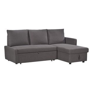 Canapé d'angle convertible méridienne réversible CAMPUS tissu vert gris foncé