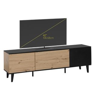 Meuble TV 177 cm FABIEN imitation chêne et noir