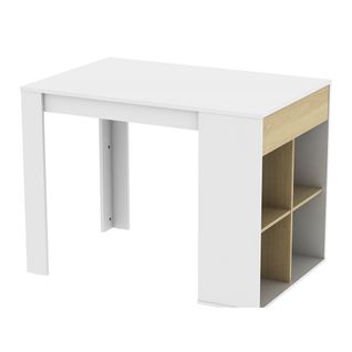 Ilot central H.90cm ERIC imitation chêne et blanc