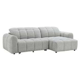 Canapé relax électrique CHARLES méridienne droite gris clair