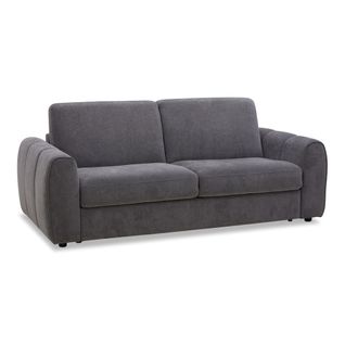 Canapé convertible express 3 places LEO tissu gris anthracite matelas 12 cm