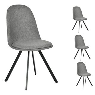 Lot de 4 chaises pivotantes ROSE tissu gris