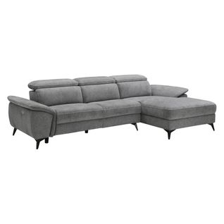 Canapé angle relax méridienn d NEWPORT III tissu gris foncé