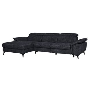 Canapé angle relax méridienn g NEWPORT III tissu noir