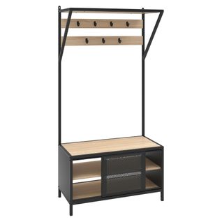 Vestiaire L.80 cm OSKAR Imitation chêne et métal noir