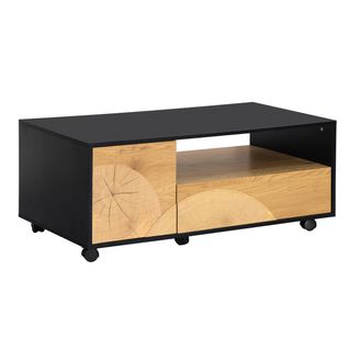 Table basse L.110cm CHARLINE imitation chêne et noir