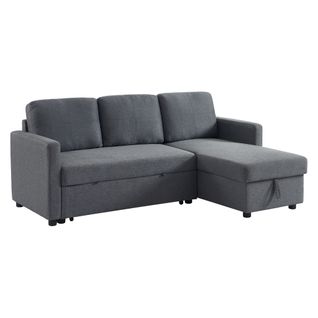 Canapé d'angle convertible méridienne réversible KIM tissu gris foncé