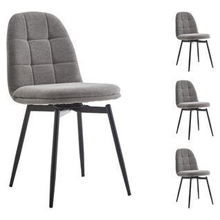 Lot de 4 chaises pivotantes LAURIE tissu gris