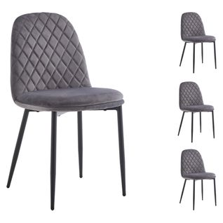 Lot de 4 chaises OCEANE velours gris