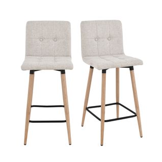Lot de 2 tabourets de bar H. 63 cm MEVIK beige