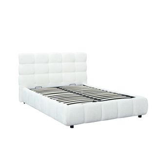 Lit coffre 140x190 cm NUAGE tissu effet boucle capitonné