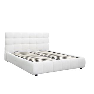 Lit coffre 160x200 cm NUAGE tissu effet boucle capitonné