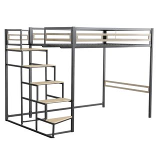 Lit mezzanine 140x200 cm MARLEY imitation chêne - noir