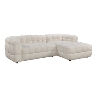 Canapé d'angle droit BULLE tissu bouclette crème