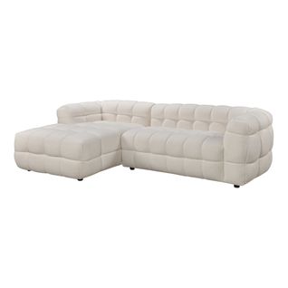 Canapé d'angle gauche BULLE tissu bouclette crème