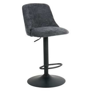 Lot de 2 tabourets de bar pivotants H.63cm et up&down LARISSA tissu gris foncé