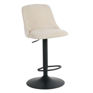 Lot de 2 tabourets de bar pivotants H.63cm et up&down LARISSA tissu beige