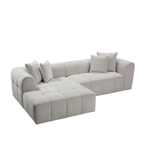 Canapé d'angle gauche IRIS tissu grège