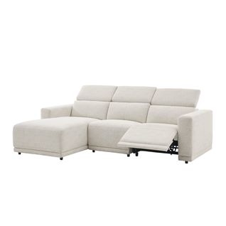 Canapé d'angle gauche relax électrique MONA tissu beige