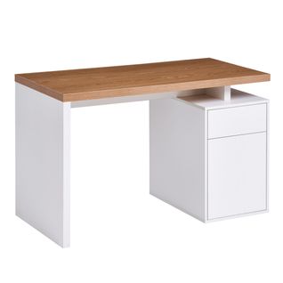 Bureau droit ANGELE imitation chêne et blanc