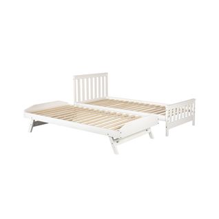 Lit gigogne 2 x 90x190 cm en pin massif avec sommiers SOLINE blanc