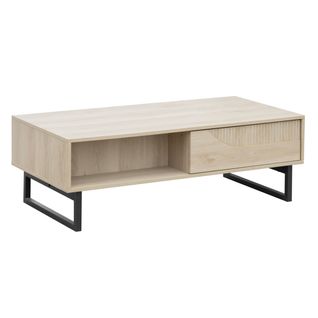 Table basse VALENTINE imitation chêne clair et noir