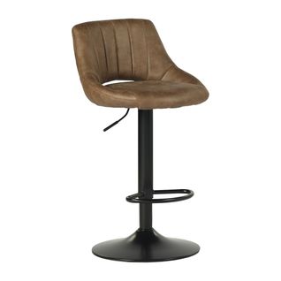 Lot de 2 tabourets de bar pivotants H.83cm et up&down AFRA tissu marron vintage