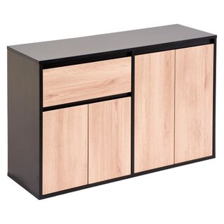 Meuble à chaussures suspendu ou à poser ALAIN imitation chêne et noir