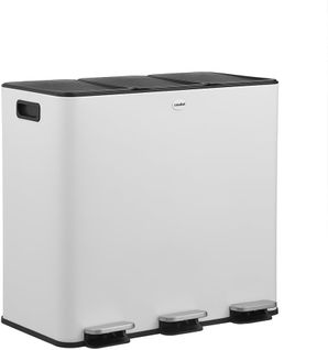 Poubelle Tri Sélectif 3x20l, Acier Inox Blanc, Poubelle 60l Cuisine Rectangulaire à Pédales