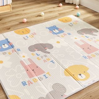 Tapis D'éveil Bébé Évolutif 175x150cm, Tapis Bébé Pliable Et Imperméable Avec Motifs Animaux