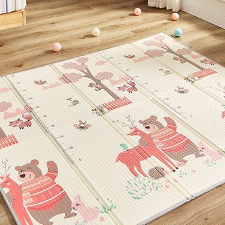 Tapis D'éveil Bébé Évolutif 175x150cm, Tapis Bébé Pliable Et Imperméable Avec Motifs Éléphan
