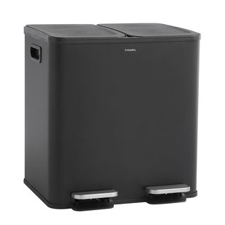 Poubelle Cuisine Double 2x15L en Acier Inoxydable, Anti-Traces, avec Pédales