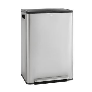 Poubelle Cuisine - Poubelle Salle De Bain Tri Selectif 60l, 2x30l, Pédale Unique, Acier Inox Chrome