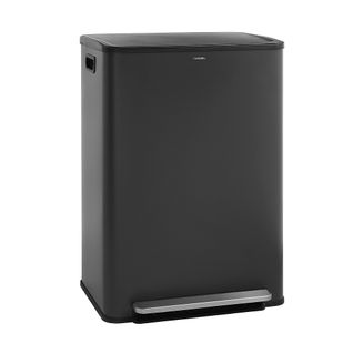 Poubelle Cuisine - Poubelle Salle De Bain Tri Selectif 60l, 2x30l, Pédale Unique, Acier Inox, Noir