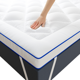 Surmatelas Confort 140x190 Cm Respirant Microfibre - 1000gr - Liseré Bleu