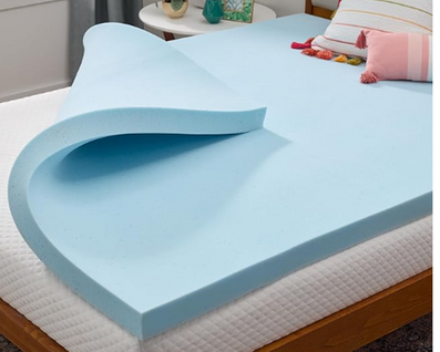 Surmatelas 140 X 190 Cm Mousse à Mémoire De Forme 4 Cm - Sur-matelas Double - Gel Infusé Bleu