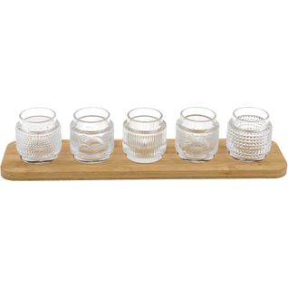 Bougeoirs En Verre Avec Support En Bambou