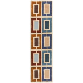 Tapis En Laine De Couloir Blocks Retro - 60x230cm