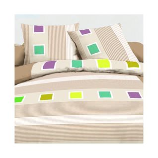 Squares Parure De Couette 100% Coton - Beige - 220x240 Cm