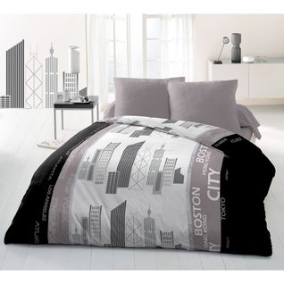 Parure De Couette Microfibre District - 1 Housse De Couette 220x240 Cm + 2 Taies 63x63 Cm - Gris