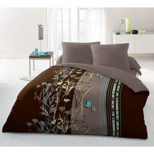 Parure De Couette Microfibre Philosophie - 1 Housse De Couette 220x240 Cm + 2 Taies 63x63cm - Marron