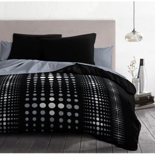 Parure De Couette Microfibre Steevy 220x240 cm Et 2 Taies D'oreillers 63x63cm - Noir