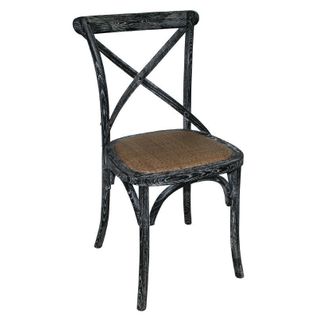 Chaises En Bois Noir Patiné Avec Dossier Croisé - Lot De 2 -