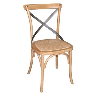 Chaises En Bois Naturel Avec Dossier Croisé - Lot De 2 -